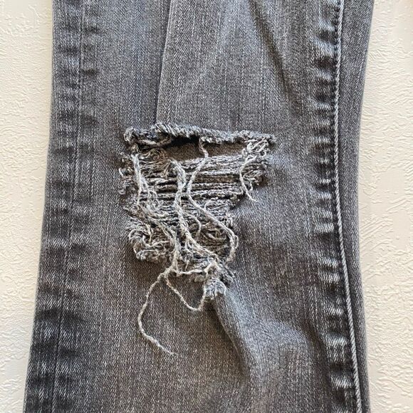 Madewell Black Skinny Jeans Distressed Raw Hem Stretch Denim - Picture 8 of 11